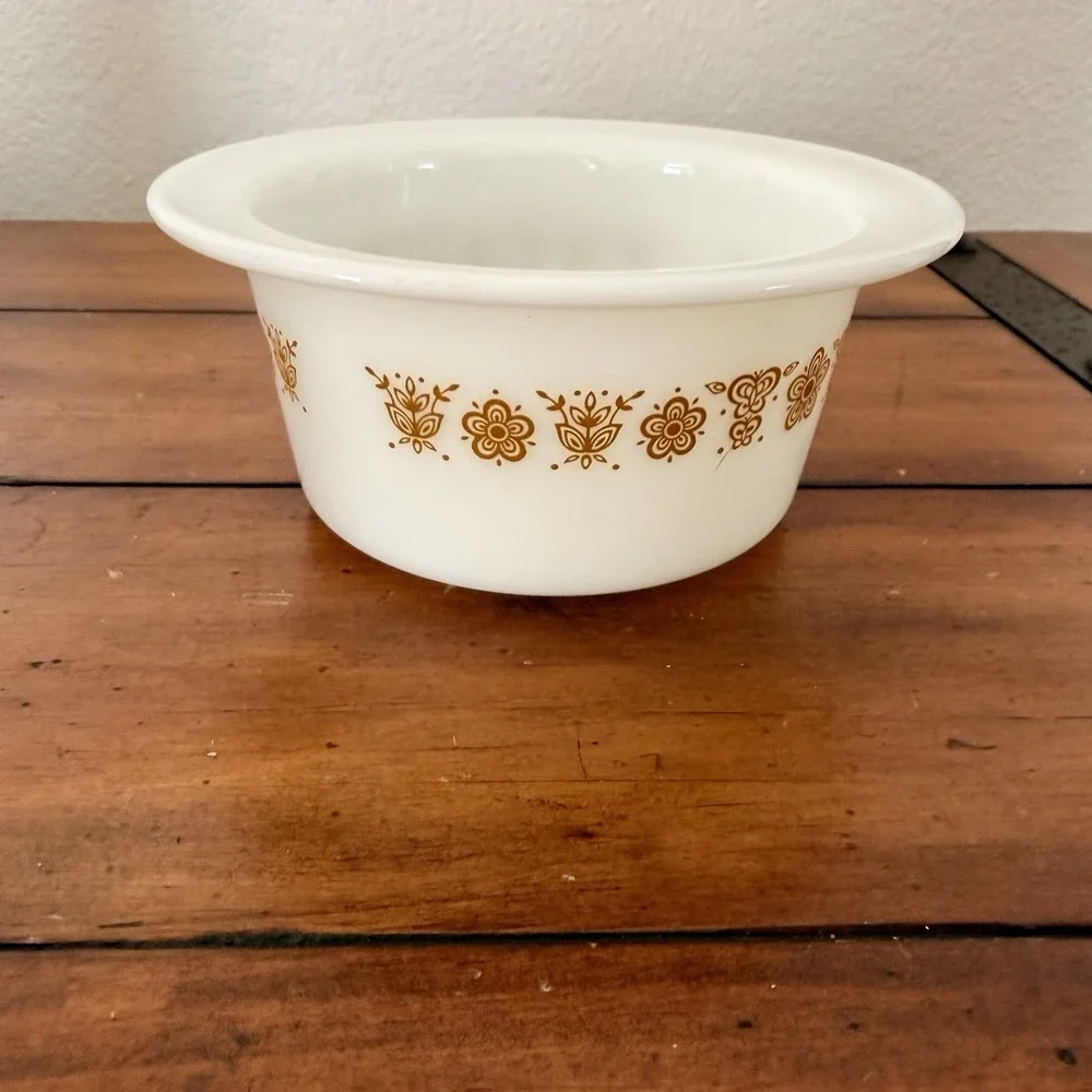 Vintage Pyrex #75 Butterfly Gold Butter Tub Keeper MCM Milk Glass Retro 1970s‎